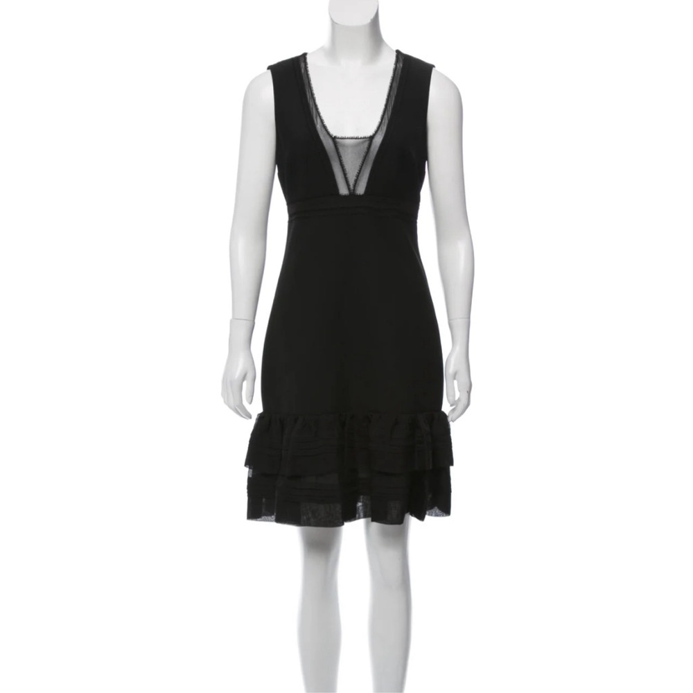 Diane Von Furstenberg ruffle accented mini dress in black